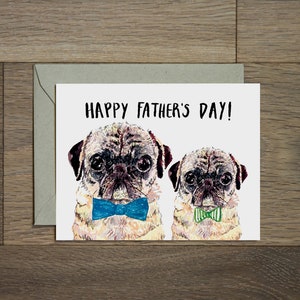 Pug fête des pères carte-Pug papa-Pug carte de voeux-carte de fête des pères Carlin-Pug pour la vie, amant de Carlin