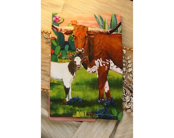 Paño de cocina Longhorn - paño de cocina - accesorios de cocina - regalos de cocina - escena de Texas