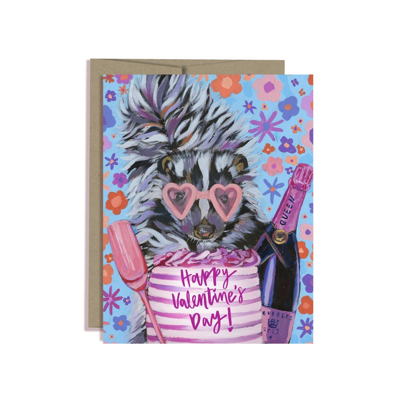 Love cards, Heart eyes, Cute Skunk Valentine's Card heart sunglasses funny skunk card valentines day card love Fancy Skunk image 4