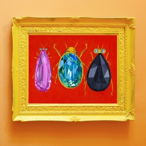 8 x 10 Fancy jewel art, Funky beetle art, beetle jewel, bug decor ideas , eclectic art ideas, bug art image 3
