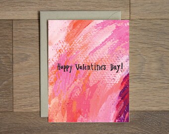 Pretty valentines day card - pinks and red card - red- valentines day card - love - beautiful valentine's card