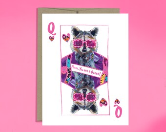 Funky and fabulous Mother's Day card, Queen greeting card, queen mom card, Happy Mother's Day, Stylish mom card