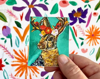 Jackalope Sticker, Colorful Sticker, Southwest Sticker, Jackalope art, Animal Sticker