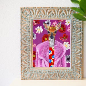 Impressão de arte de cervo bonito, arte de cervo fabulosa, 8 x 10, impressão de arte Boho, decoração eclética, decoração de arte de moda, riacho Schitts, pintura de corça