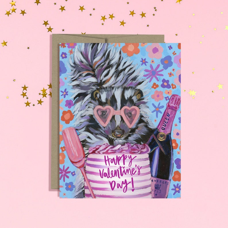 Love cards, Heart eyes, Cute Skunk Valentine's Card heart sunglasses funny skunk card valentines day card love Fancy Skunk image 3