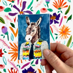 Boho Donkey Sticker, Burro Sticker, Vinyl Sticker, Stocking stuffer