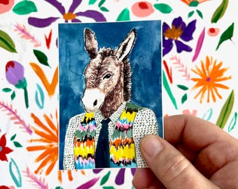 Boho Donkey Sticker, Burro Sticker, Vinyl Sticker, Stocking stuffer