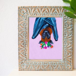 Southwest bat art, bat Art Print, Southwest Art Decor, Texas Art, Cute bat hanging