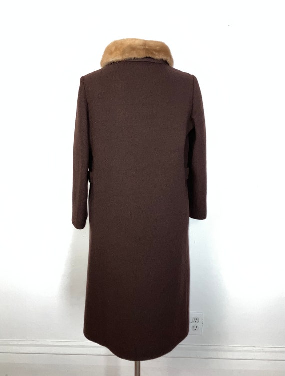 Vintage 50-60’s Brown Coat with Mink Collar - image 2