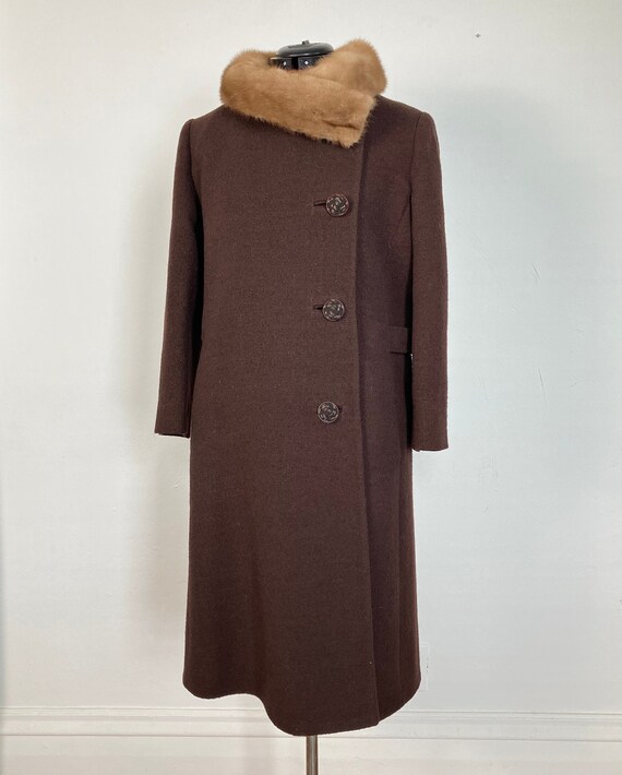 Vintage 50-60s Brown Coat With Mink Collar - Etsy