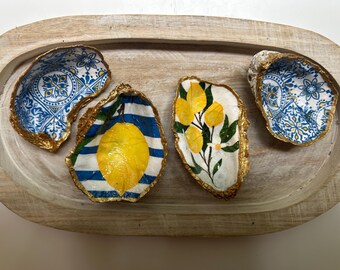 Oyster Shell Jewelry Dish - Handmade Ring Dish, Engagement Ring Holder, Wedding Gift, Bridesmaid Gift, Amalfi Coast Dish, Lemon Shell Dish