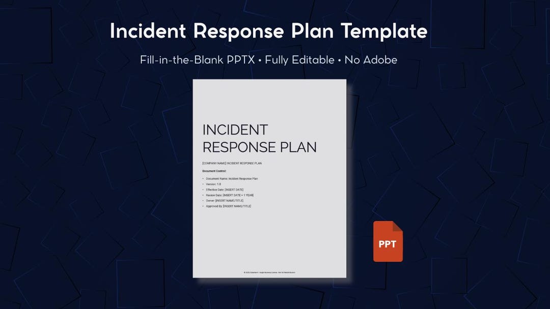 Incident Response Plan Template Editable Cybersecurity PPTX for Small