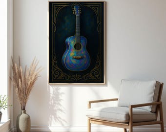 Blue Guitar Wall Art Printable • Guitar Digital Download