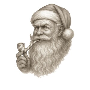 Santa PNG | Santa with Candy Cane Pipe Christmas Clipart (Digital Download)