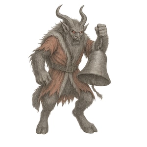 Krampus Bell Ringer PNG | Hyper-Realistic Gothic Christmas Demon Art (Digital Download)