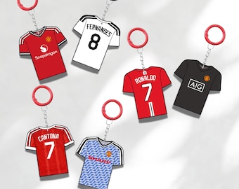 Llavero personalizado del Manchester United / Nombre y número personalizados / Etiqueta para bolso de fútbol / Regalo para fanáticos del fútbol