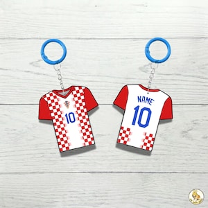 Llavero personalizado de Croacia / Nombre y número personalizados / Etiqueta para bolsa de fútbol / Regalo para aficionados al fútbol del Mundial