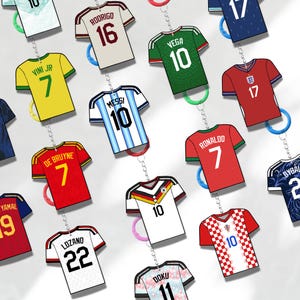 Llavero de fútbol de la Copa del Mundo personalizado / Nombre y número personalizados / Etiqueta para bolsa de fútbol / Regalo de fútbol