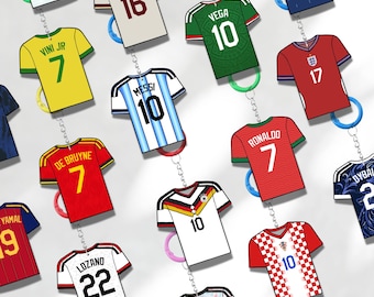 Llavero de fútbol de la Copa del Mundo personalizado / Nombre y número personalizados / Etiqueta para bolsa de fútbol / Regalo de fútbol