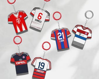 Llavero personalizado del Bayern de Múnich / Nombre y número personalizados / Etiqueta para bolso de fútbol / Regalo para aficionados al fútbol