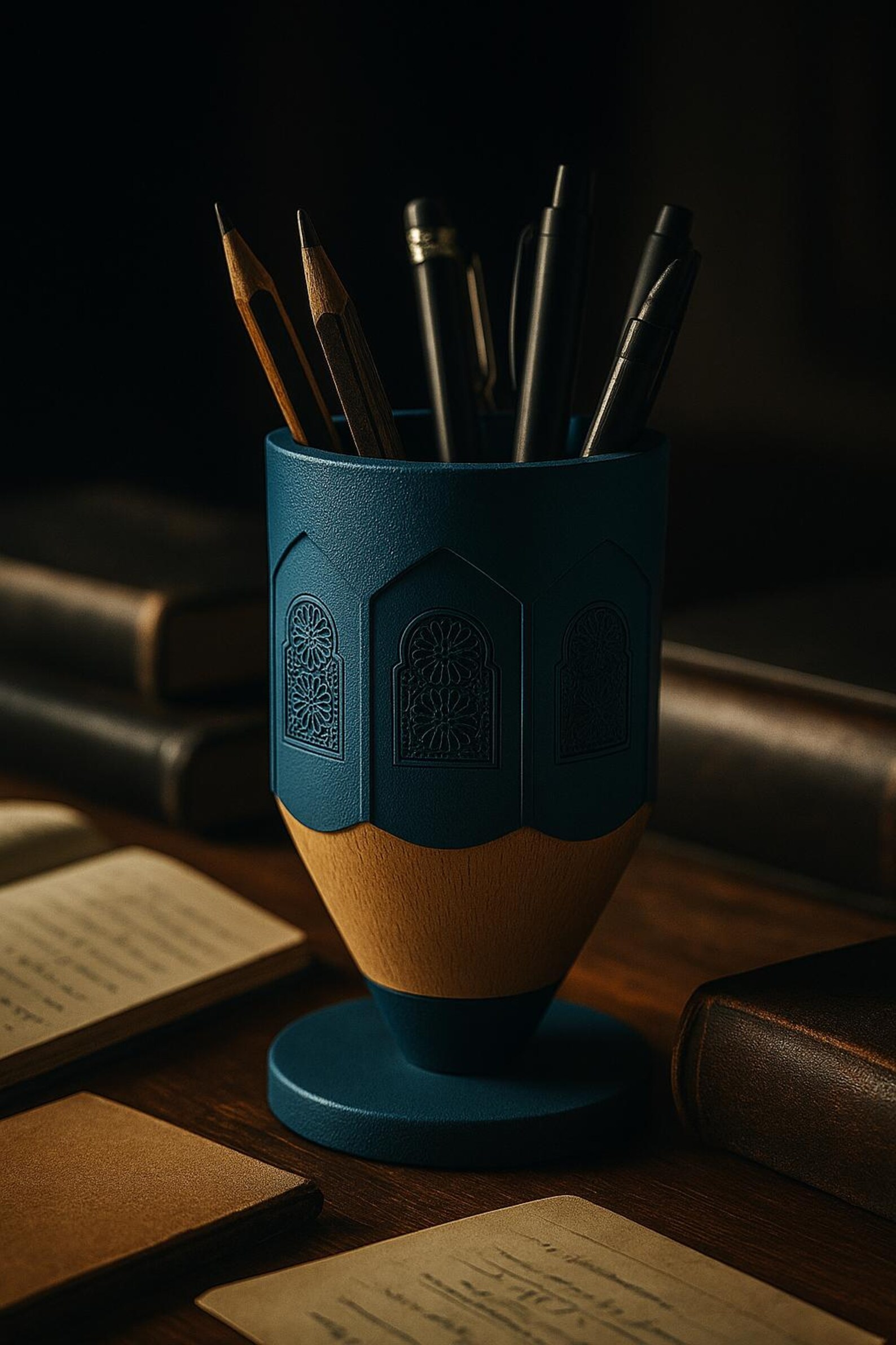 3D Printable Pencil Pen Holder Moroccan Desk Organizer (STL Digital
