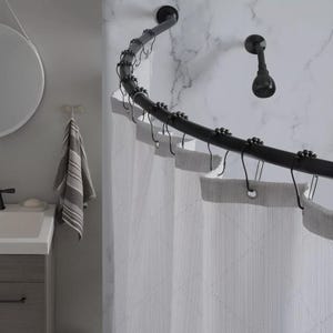 Gebogen douchestang met houder voor douche en badkamer: zelf bedrukken.