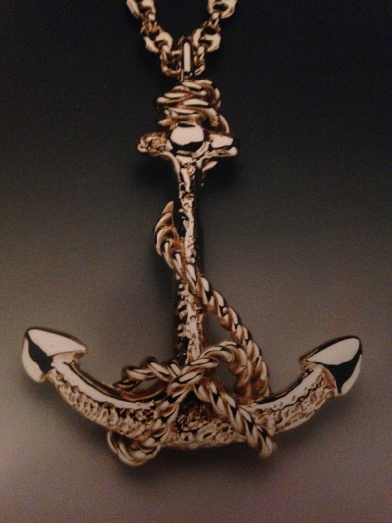 14k Fouled Anchor Pendant Etsy