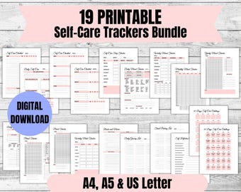 Printable Self-Care Tracker Bundle: Wellness Planner Inserts (Digital Download)
