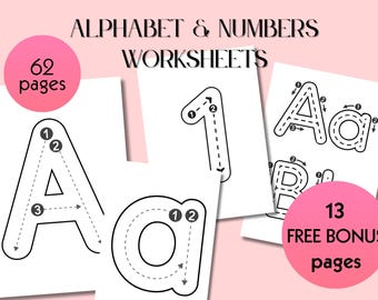 Kids Activity Sheets | Kids Worksheets | Alphabet & Number Tracing: Preschool Learning Bundle