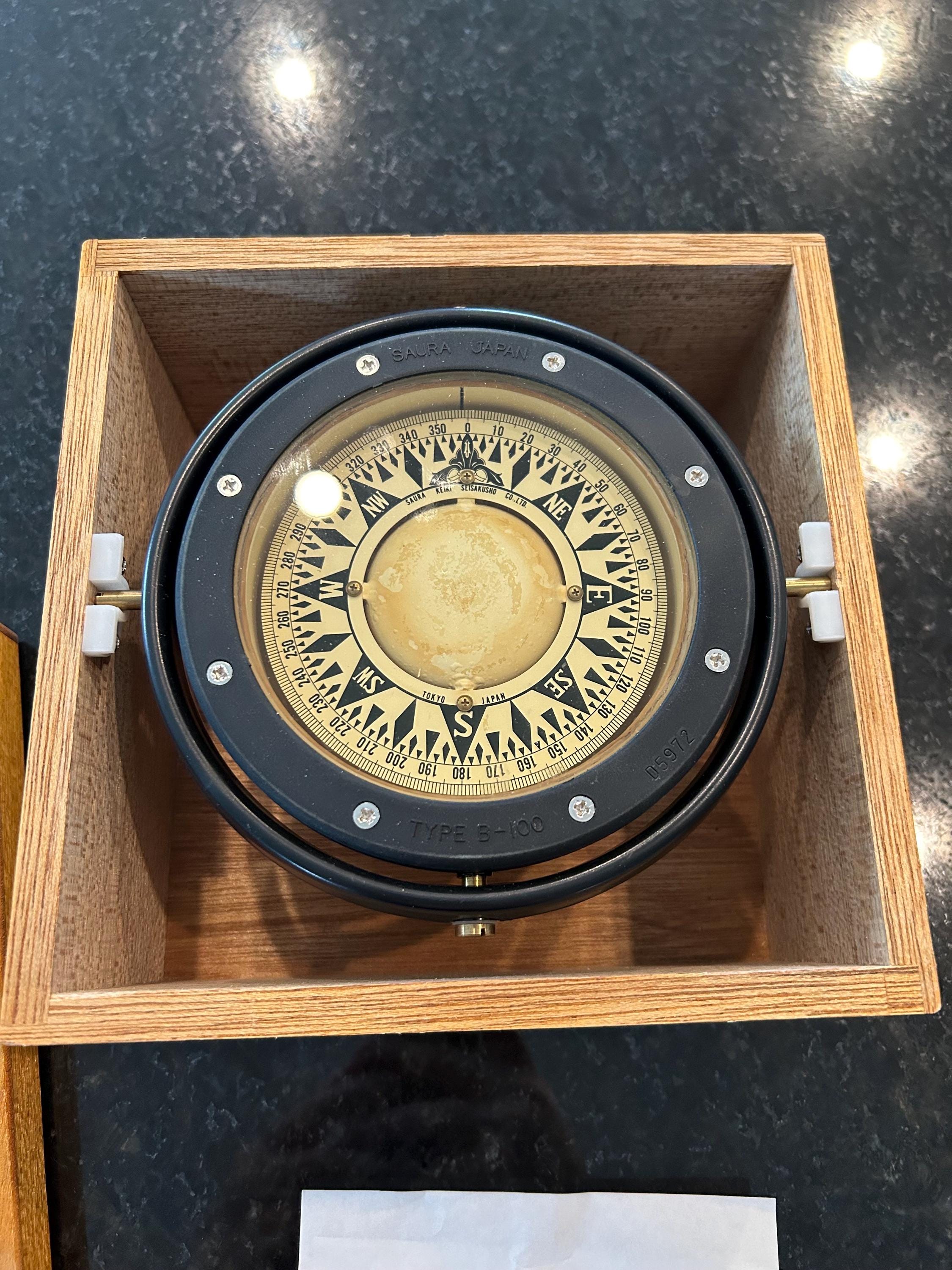 Antico Telescopio Marittimo Nautico Doppio Sestante, Astrolabio Marino D'epoca, Strumenti Di Bordo Con Scatola Di Legno, Sestante D'epoca In Ottone Per Navi - Italia - 8