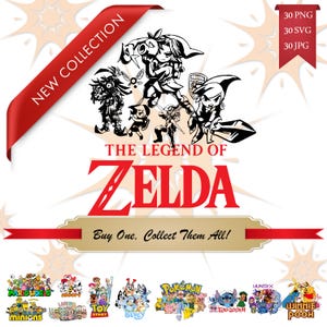 Zelda Character Clipart: Gaming SVG PNG Bundle (Digital Download)