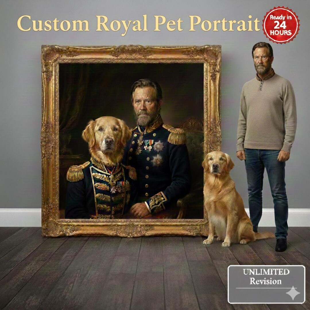 Personalized Renaissance Pet Portrait Royal Dog King Costume Victorian ...