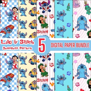 Lilo and Stitch Tropical Pastel Colors Digital Papers, Tropical background, Tropical Patterns, Printable File, Instant Download