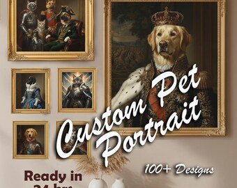 Custom Renaissance Pet Portrait, Regal Dog or Cat Painting (Digital Download)