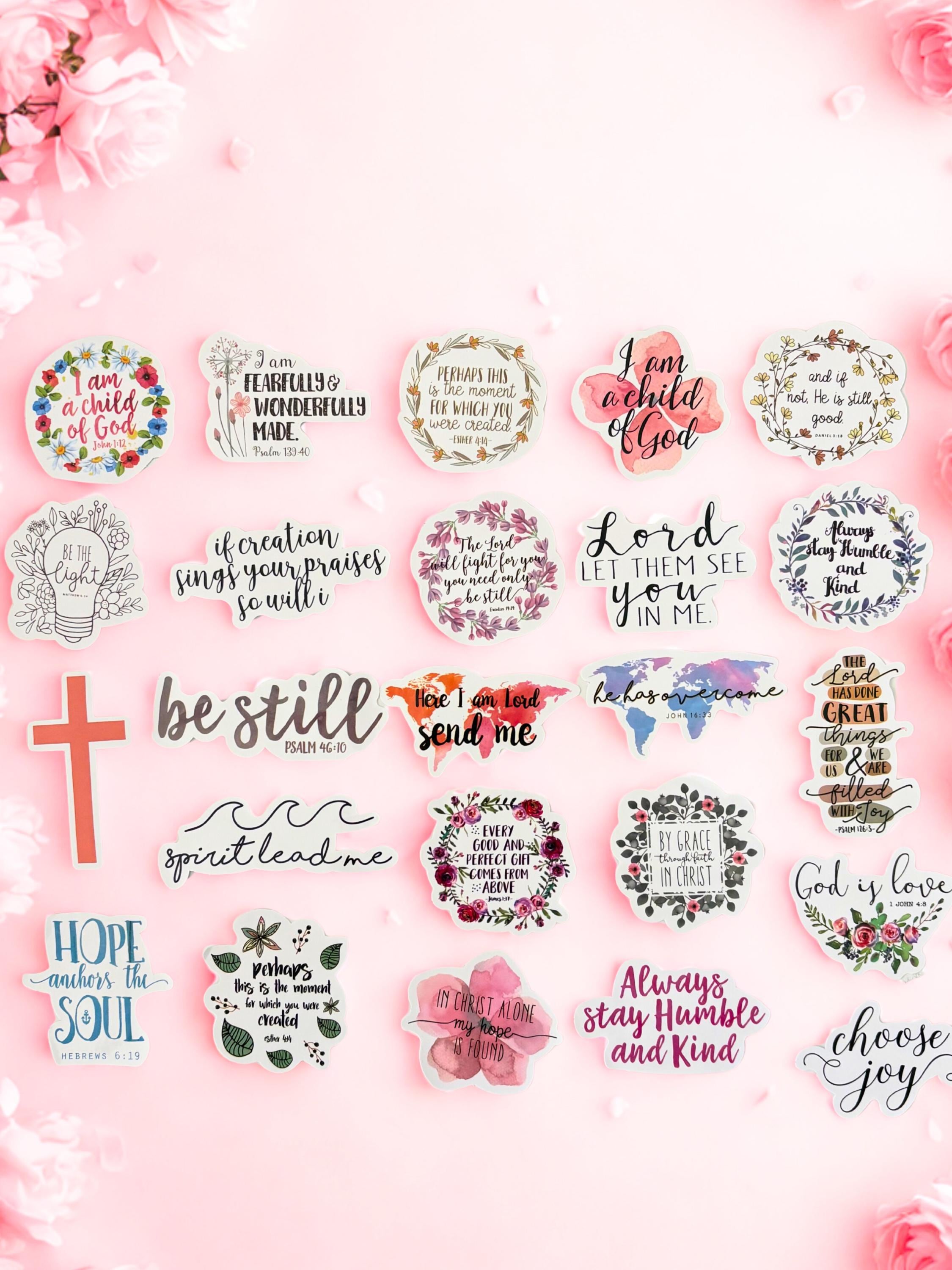 100 Pcs Christian Bible Verse Stickers Pack | Floral Faith Decals for ...