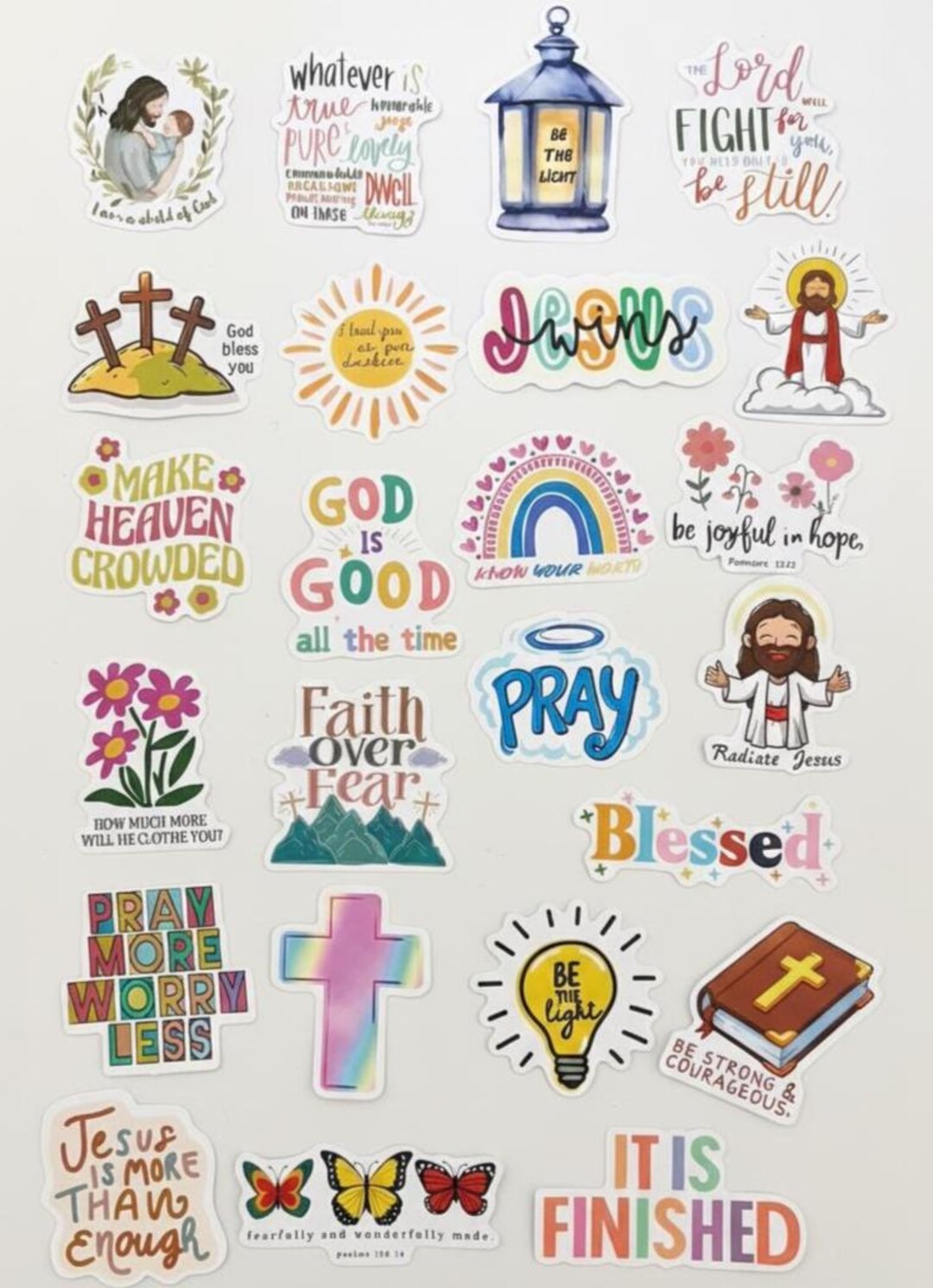 Bulk 100 Religious Stickers | Unique Jesus & Bible Verse Decals ...