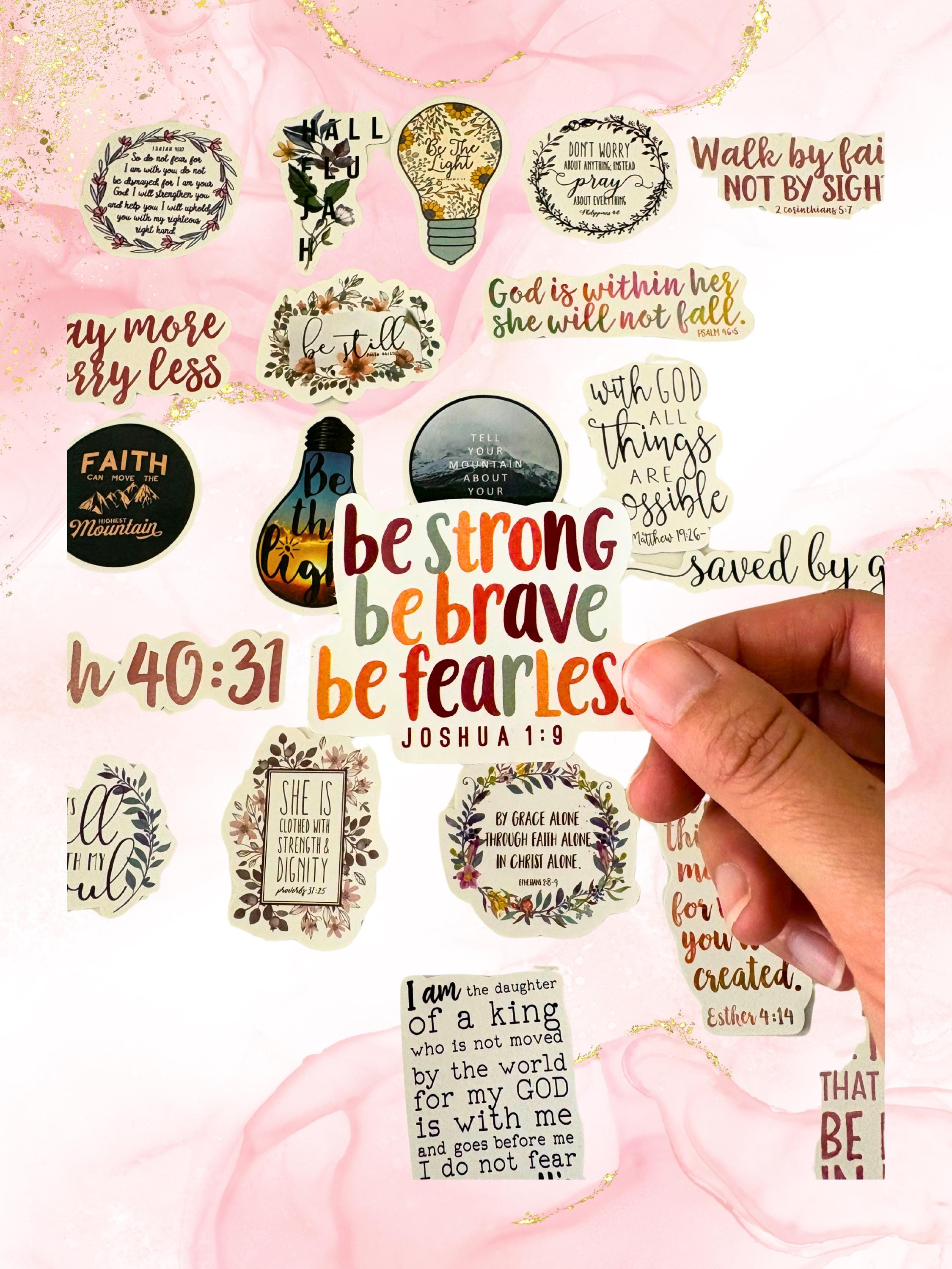 100 Pcs Christian Bible Verse Stickers Pack | Floral Faith Decals for ...