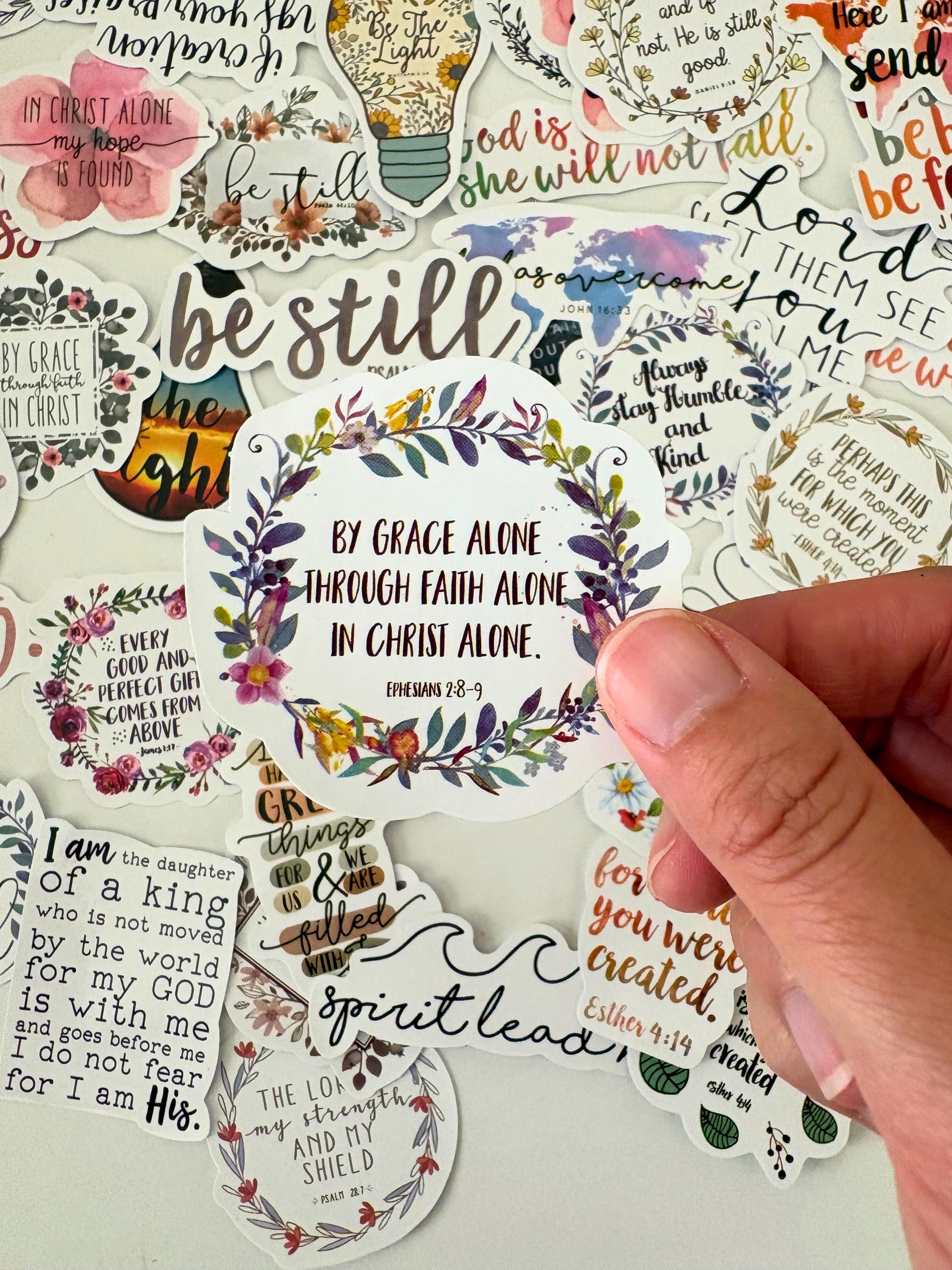100 Pcs Christian Bible Verse Stickers Pack | Floral Faith Decals for ...