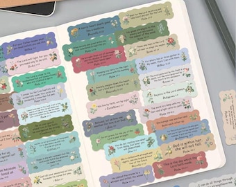 100 naklejek z wersetami biblijnymi | Chrześcijańskie naklejki z wersetami biblijnymi do prowadzenia dziennika, studiowania Biblii, prezentów i inspiracji
