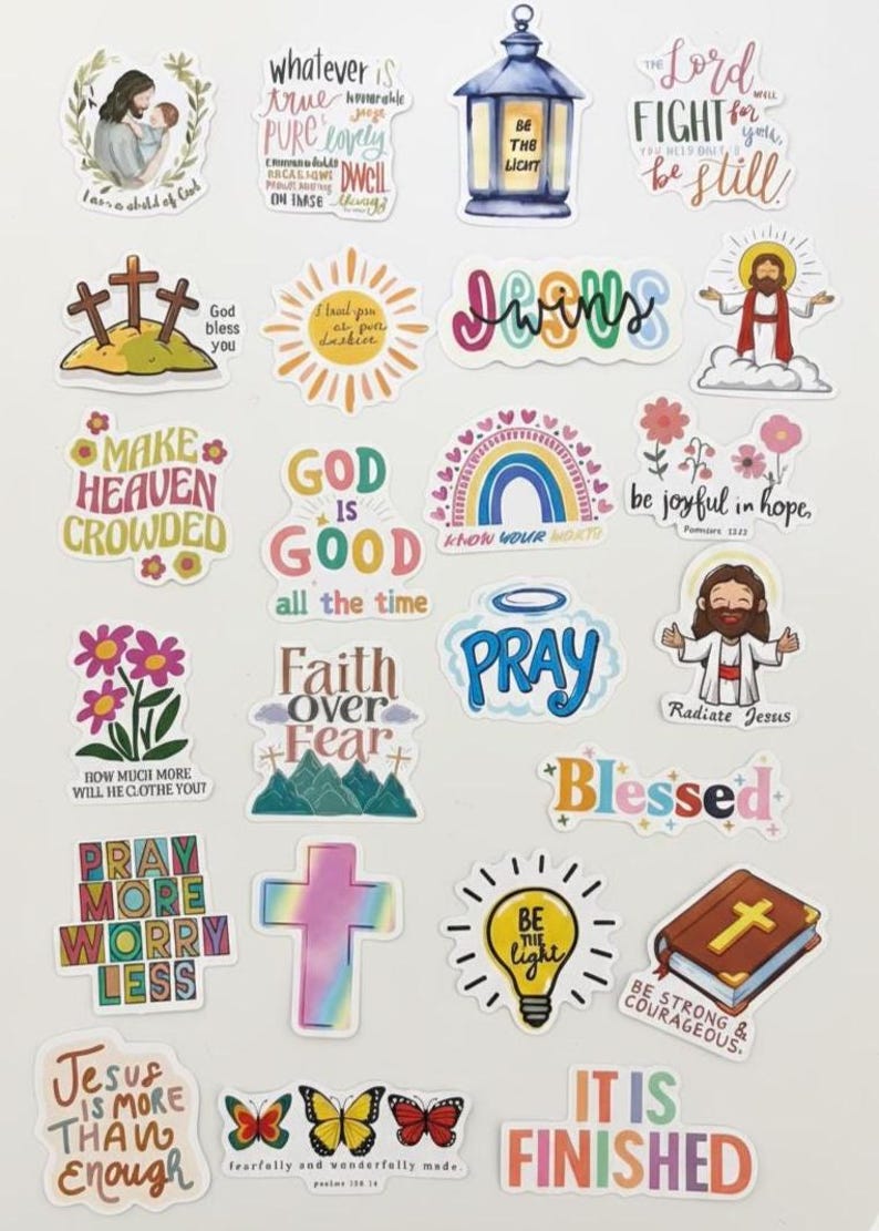 Bulk 100 Religious Stickers | Unique Jesus & Bible Verse Decals ...