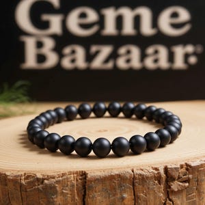 Men&#39;s Matte Black Beaded Bracelet: Buy One Get One Free