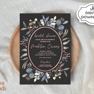 Greenery Bridal Shower Invitation, Modern Bridal Shower Invitation, Greenery Bridal Shower, Bridal Shower Invitation, Digital Download