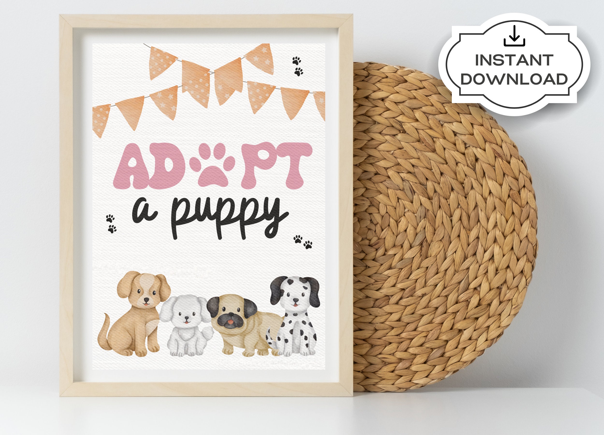 Adopt a Puppy Printable Sign Digital Download Birthday Party - Etsy