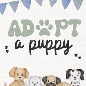 Adopt a Puppy Printable Sign, Digital Download, Birthday Party Poster ...