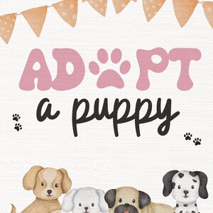 Adopt a Puppy Printable Sign, Digital Download, Birthday Party Poster ...