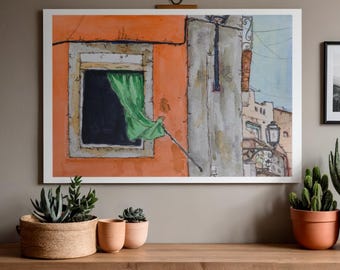 Digital Wall Art: Lisbon, Portugal Original Painting Downloadable