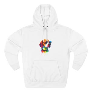 Vibrant Dog Art Hoodie, Colorful Pet Lover Sweatshirt, Cozy Fleece Pullover, Gift for Dog Owners, Perfect for Fall & Winter