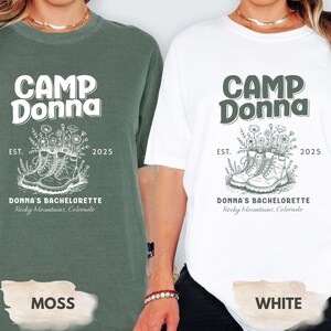 Custom Camp Bachelorette Shirt, Mountain Bride Tee Camp, Bridal Party Gifts, Lake Themed Bach Comfort Colors Tshirt, Girls trip, Cabin Crew