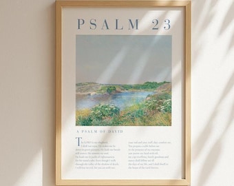 Psalm 23 Scripture Art Print, Christian Home Decor (Digital Download)