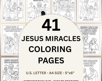 Bible Story Coloring Pages Easter Activity Jesus Miracles Sunday School Activity Printable Bible Coloring Book Digital Download